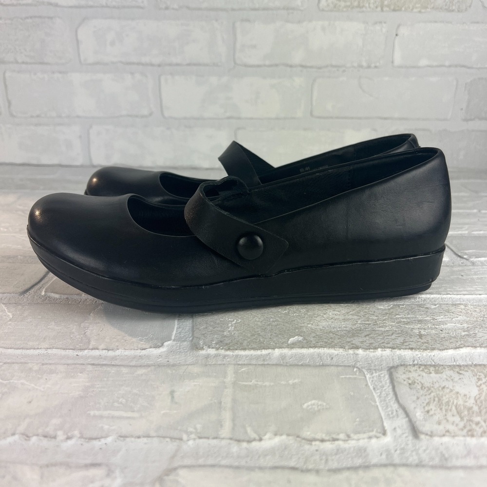 KORK-EASE Korks Mary Jane Shoes Womens 9.5 Black Leather Wedge Button Classic 41 - Picture 5 of 13